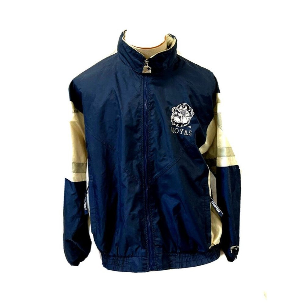 Georgetown Hoyas Nylon Starter Jacket Full Zip Hood 90's Size L